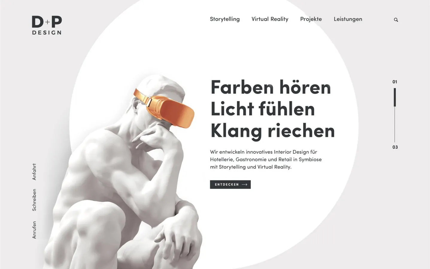 Designentwurf der Website von D + P Interior Design, gestaltet von Drela