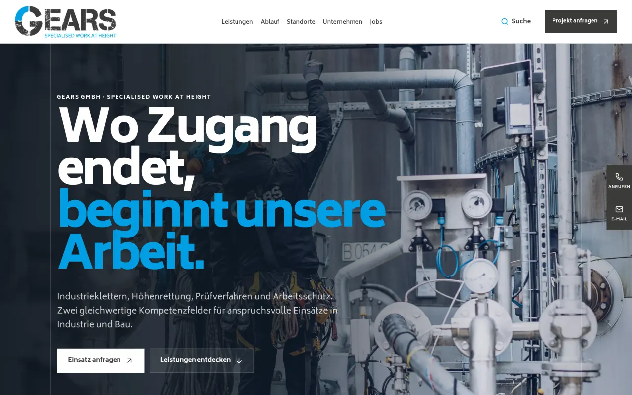GEARS, Studio-Fassung von Drela: erster Bildschirm am Desktop