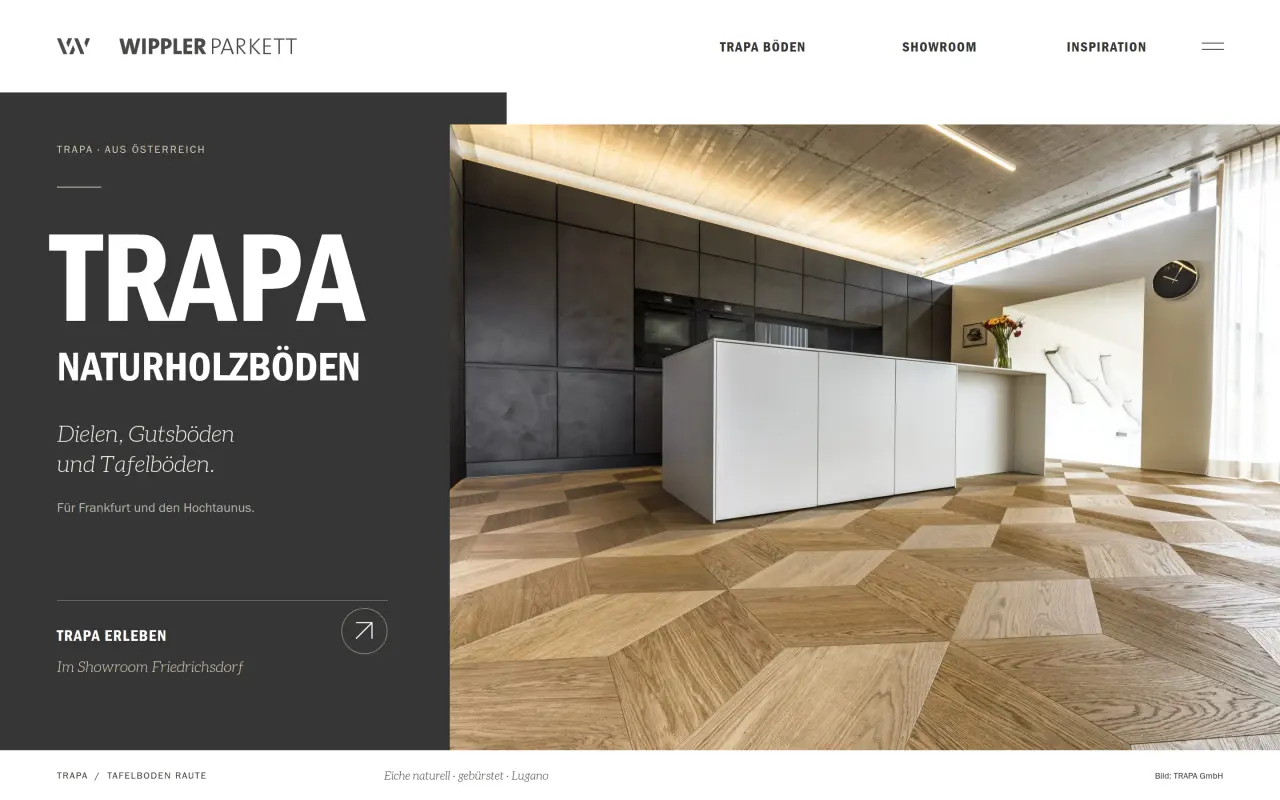 Wippler Parkett, Studio-Fassung von Drela: erster Bildschirm am Desktop